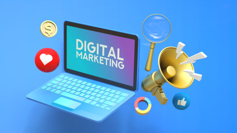 Digital Marketing Social Media Megaphone Concept